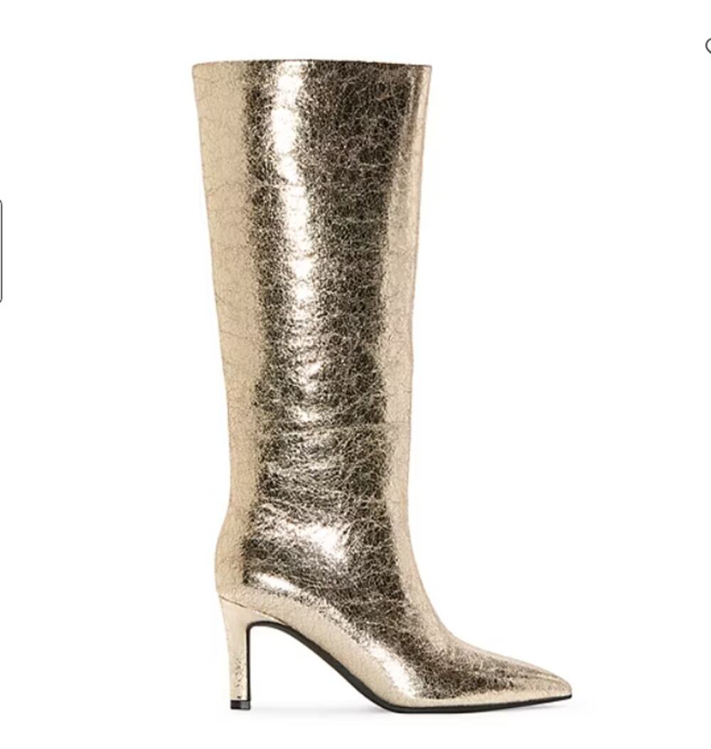 Worthington Womens Pleasant Stiletto Heel Dress Boots Gold Size 6.5